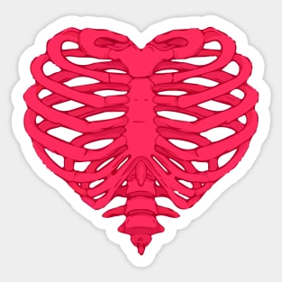 Red Heart of Bones Skeleton. Sticker